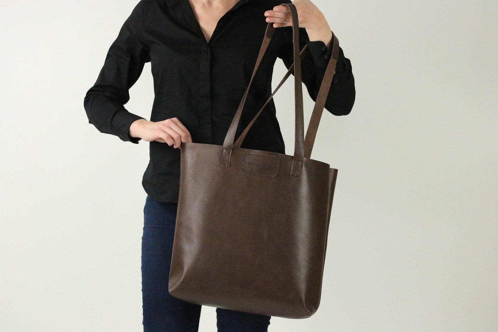 Hand stitch leather tote bag Large shopping tote bag natural Etsy