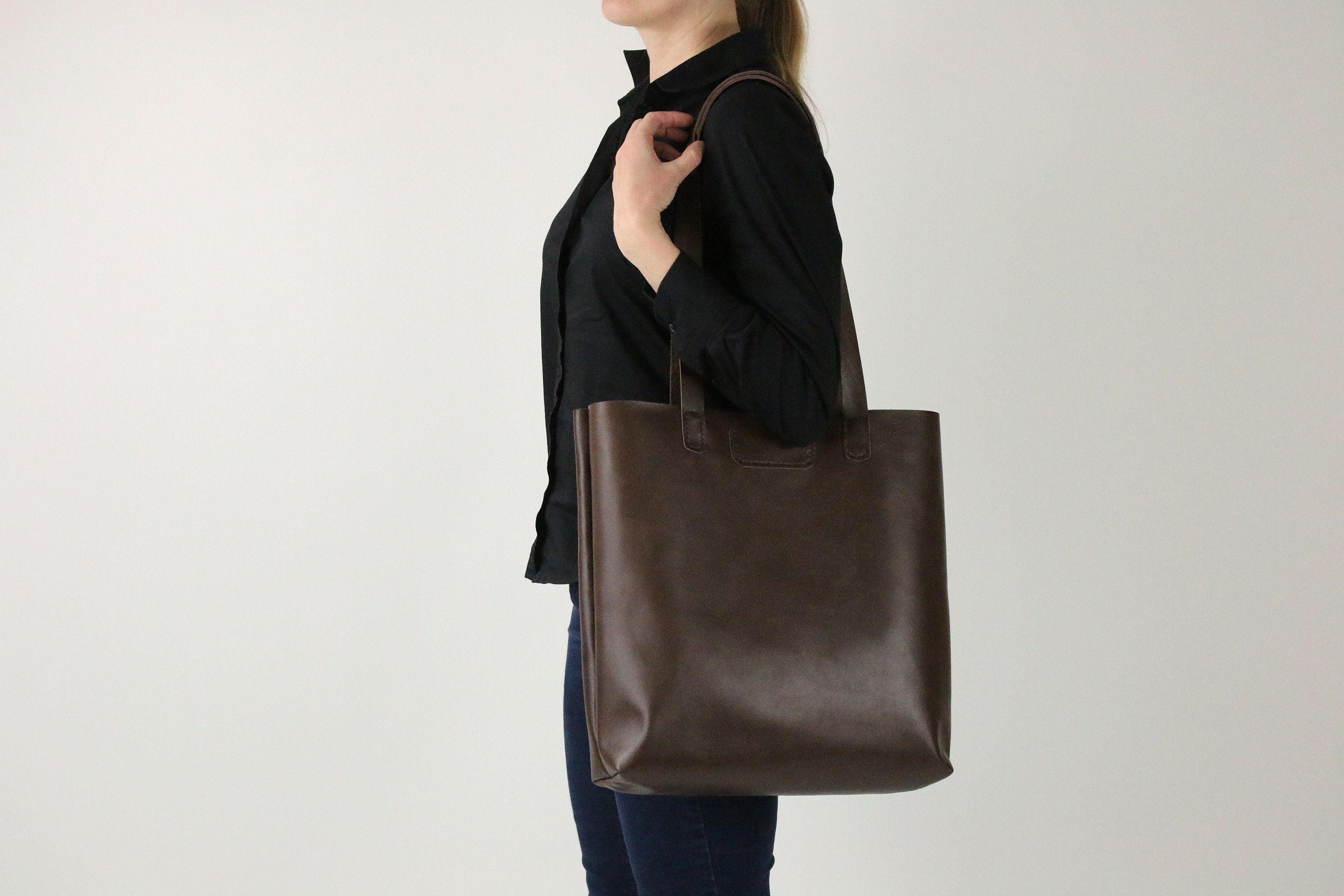 Hand stitch leather tote bag Large shopping tote bag natural Etsy