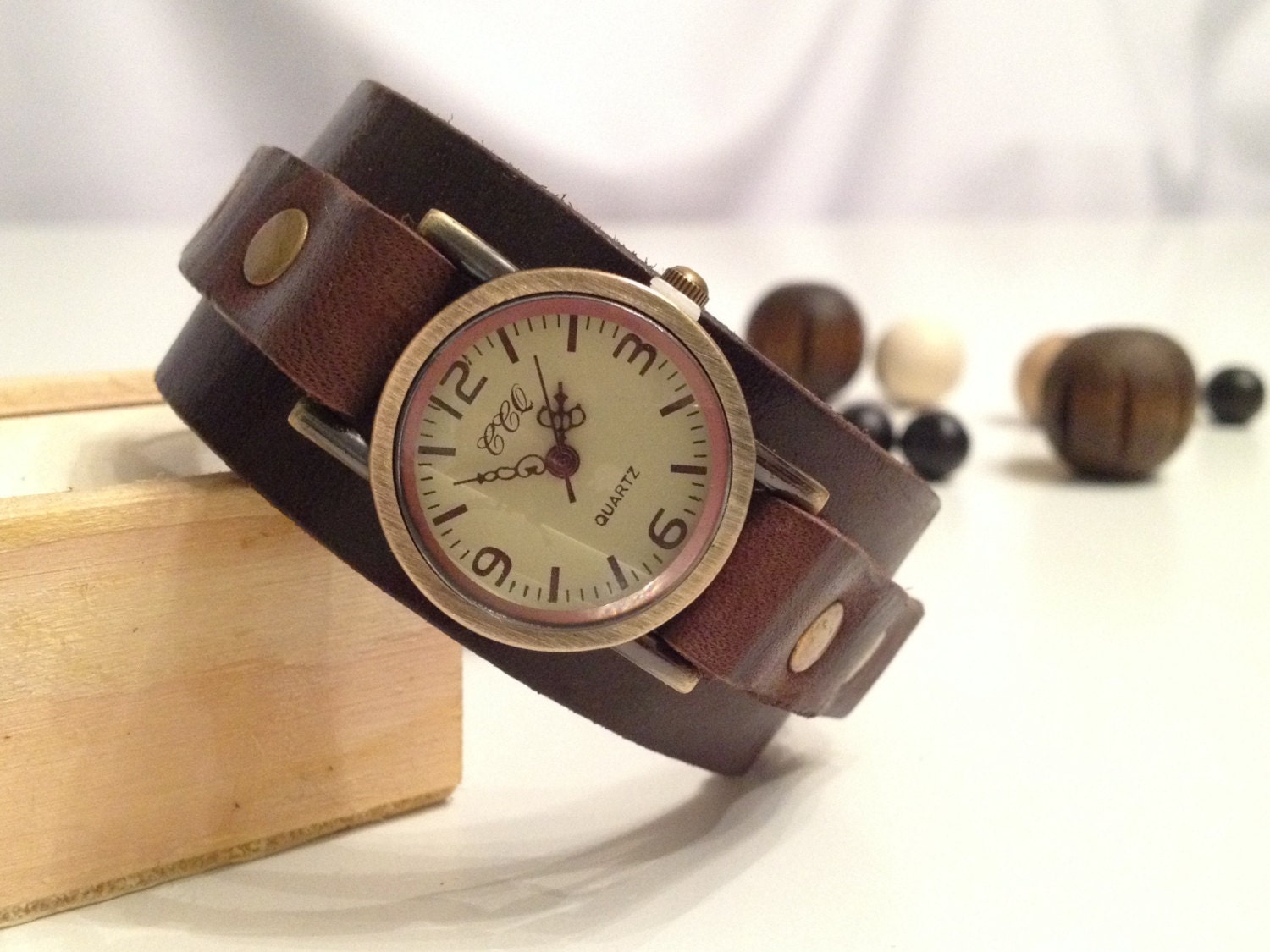 Fashion Wristwatch Wide Leather Strap Watch Band Men's Punk Vintage Style  Watch | eBay