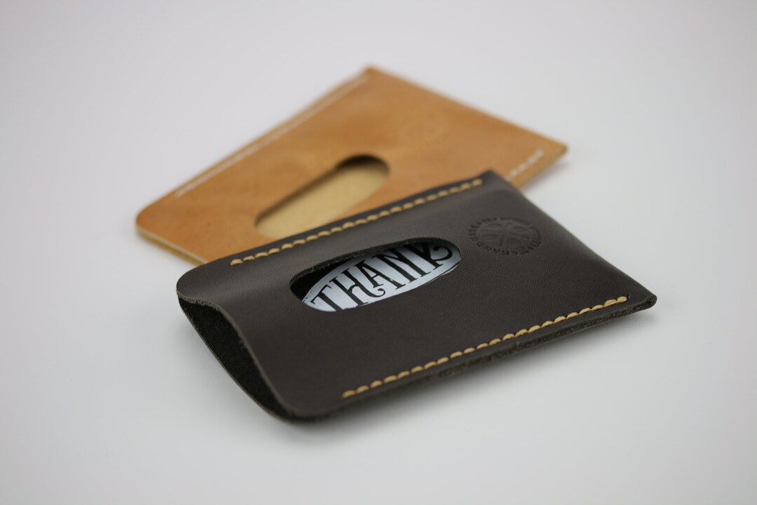 Leather Credit Card Sleeve Leather Business Card Sleeve Black Leather