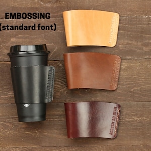 Leather cup sleeve Personalized cup warmer Reusable cup sleeve Custom engraving Cozy mug Eco friendly cup sleeve Coffee lover gifts image 8