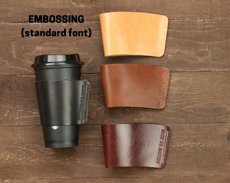 Leather cup sleeve Personalized cup warmer Reusable cup sleeve Custom engraving Cozy mug Eco friendly cup sleeve Coffee lover gifts image 8