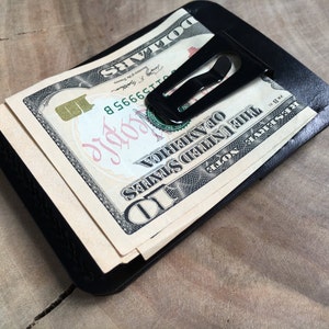 Money clip monedero cuero portatuaves slim Money clip personalizado Negro money clip Cartera de cuero delgado Minimal cuero monedero hombres regalo