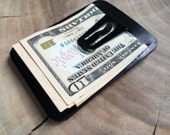 Money clip wallet leather Card holder slim Money clip personalized Black money clip Thin leather wallet Minimal leather wallet mens gift