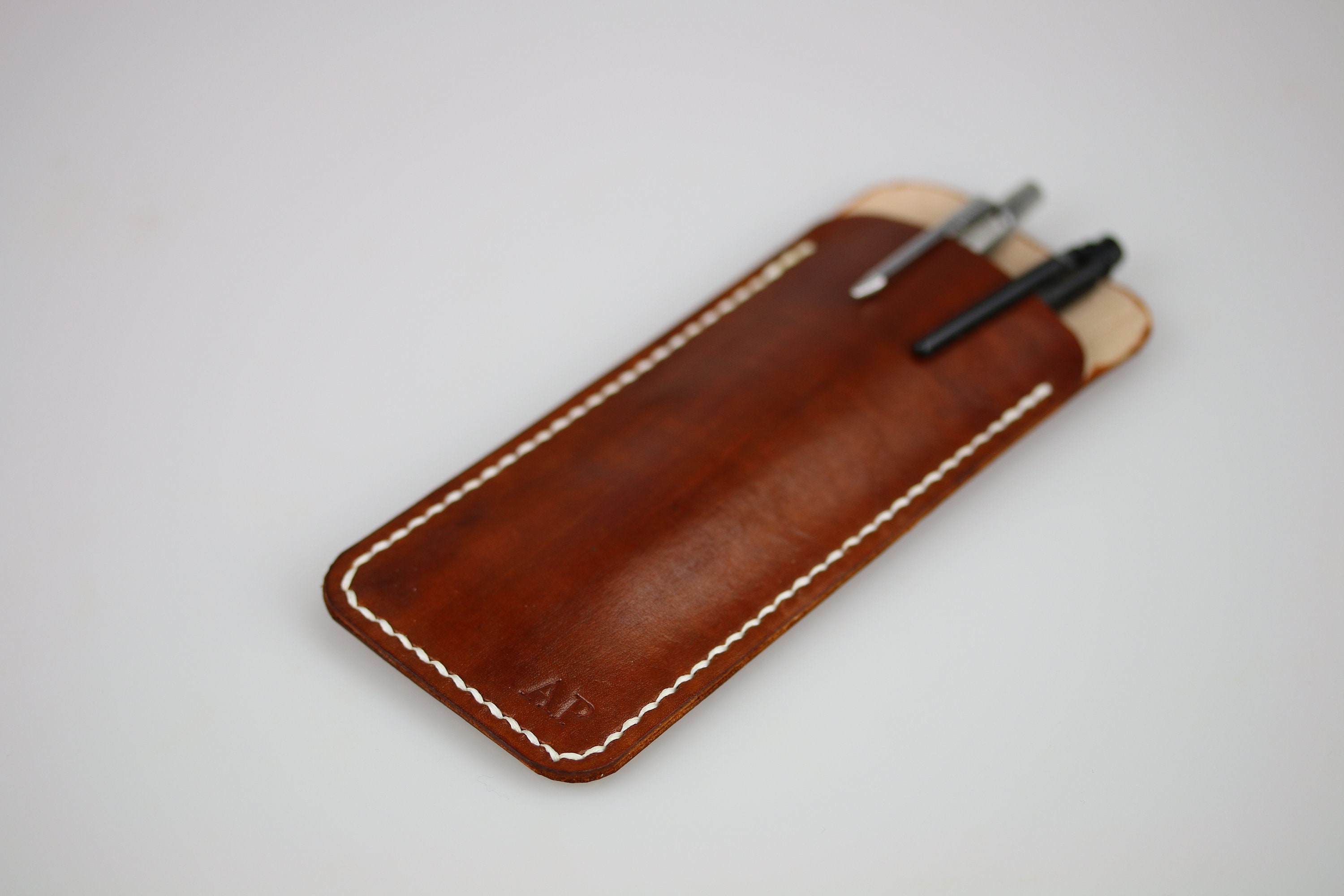 Leder-Stifteetui Für Füllfederhalter & Kugelschreiber – Vintage-Design, 15 Cm, In 5 Farben (grün, Blau, Schwarz, Gelb, Braun)