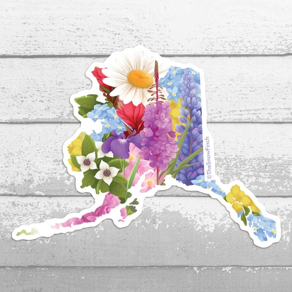 Alaska Wildflower Sticker | Alaskan Flowers Vinyl Sticker | Floral Alaskan Decal Sticker