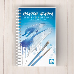 Coastal Alaska Coloring Book | Watercolor Art Coloring Book | Sea Life Coloring Pages | Ocean DIY Art Book | Artist Coloring Book