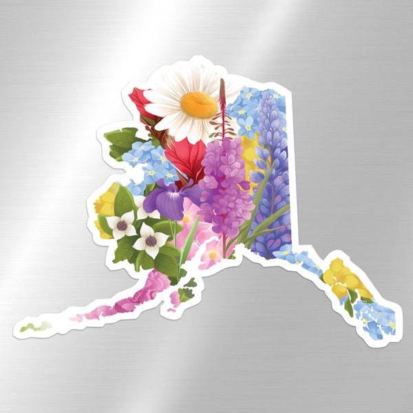 Alaska Flowers Magnet | Alaska Magnet | Floral Alaskan Refrigerator Magnet