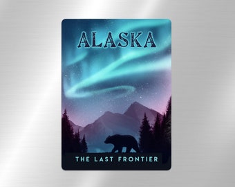 Alaska Northern Lights Magnet | Alaska Aurora Borealis Magnet | Last Frontier Refrigerator Magnet