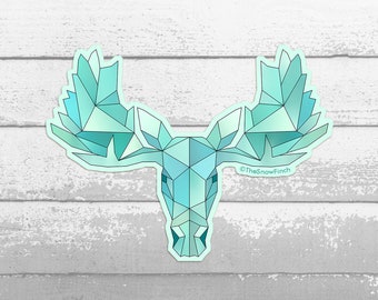 Moose Geometric Sticker | Teal Moose Vinyl Sticker | Geometric Decal