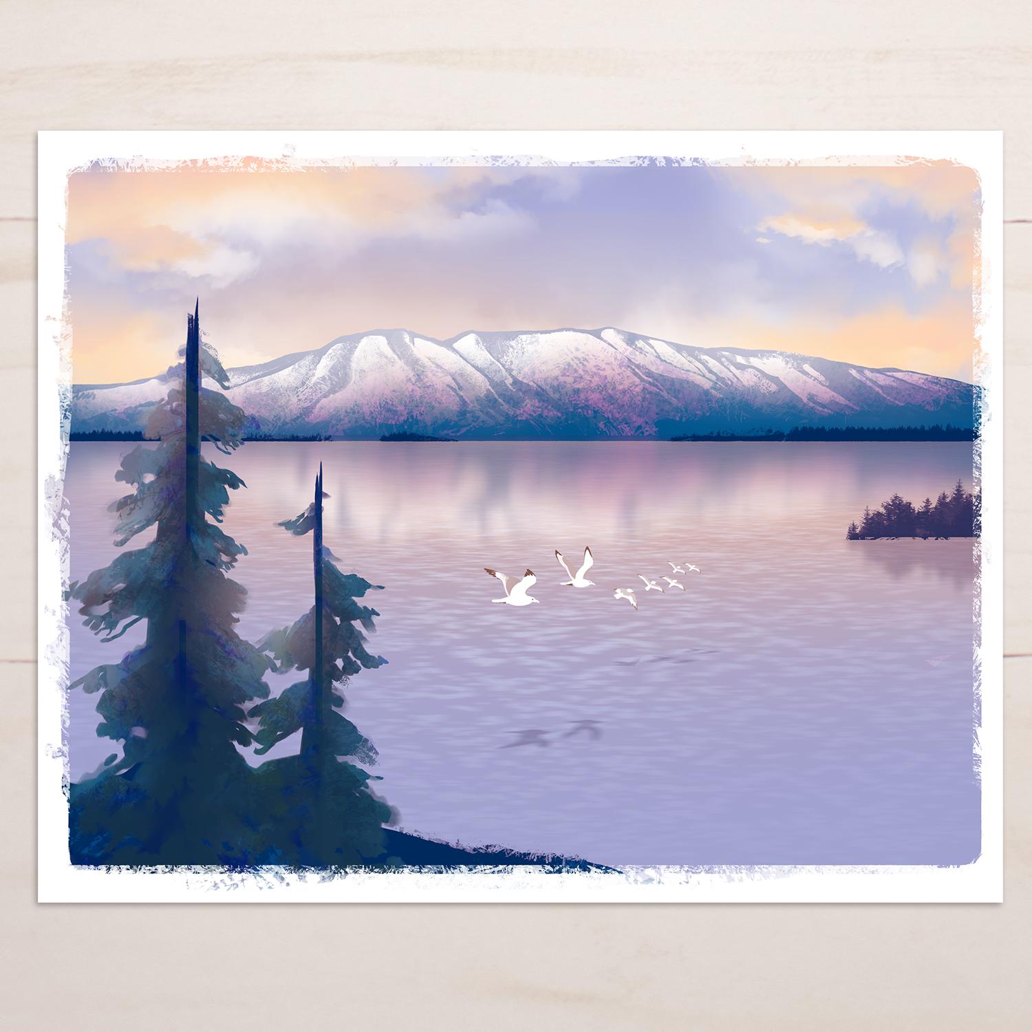 The Sleeping Lady Mount Susitna Watercolor Art Print: Alaska Mountain Landscape