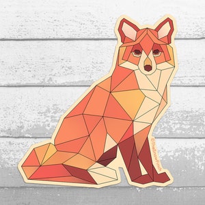 Fox Geometric Sticker | Vinyl Red Fox Sticker | Geometric Red Fox Decal