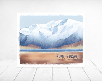 Denali Mountain Art Print | Mountain Wall Art | Mountain Art Print | Watercolor Print | Mountain Print | Alaskan Art | Alaska Art Print