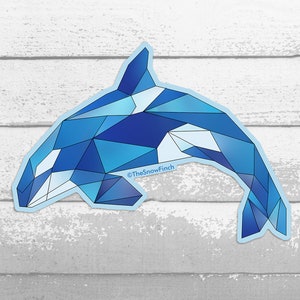 Orca Geometric Sticker | Blue Killer Whale Vinyl Sticker | Geometric Orca Whale Decal
