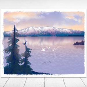 Mount Susitna Art Print | Mountain Wall Art | Sleeping Lady Art Print | Watercolor Print | Mountain Print | Alaskan Art | Alaska Art Print