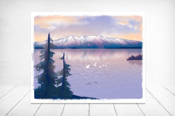 Mount Susitna Art Print Mountain Wall Art Sleeping Lady Art Print  Watercolor Print Mountain Print Alaskan Art Alaska Art Print - Etsy