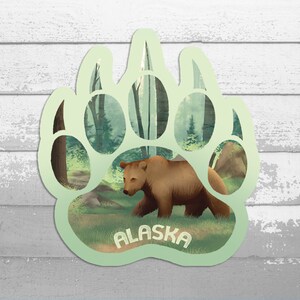 Alaska Bear Paw Sticker | Grizzly Bear Vinyl Sticker | Brown Bear Decal