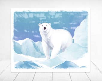 IJsbeer Art Print | Bear Art Print | IJsbeer Aquarel Art | Wildlife Wall Art | Bear Wall Art | Alaska Print | De Kunst van de Muur van Alaska