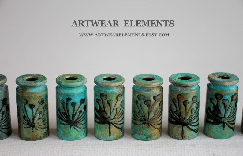 9mm Primitive Findings 40 Art Beads ArtWear Elements .45 Tassel Bead Caps Vintage Fields Primitive Art Shells Primitive Bead Caps