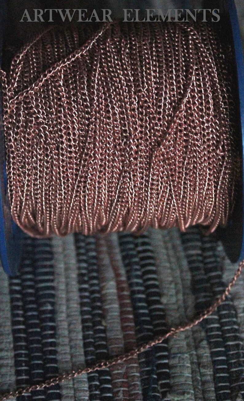 Vintage Copper Coated Steel Curb Chain: Natural Patina Jewelry Chain ...
