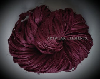 Sari Silk, Rustic Urban Bordeaux, Burgundy Hued Sari Silk, 5 Yards, Recycled Sari Silk, Fair Trade, ArtWear Elements®