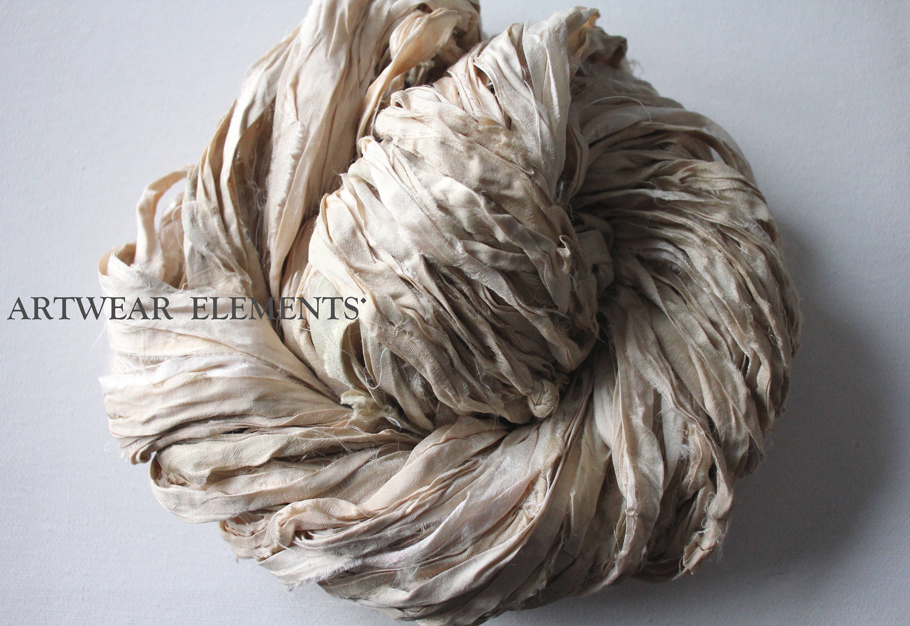Vintage Off White Ivory Mix, 5 Yards, Undyed Recycled Sari Silk, Artw…