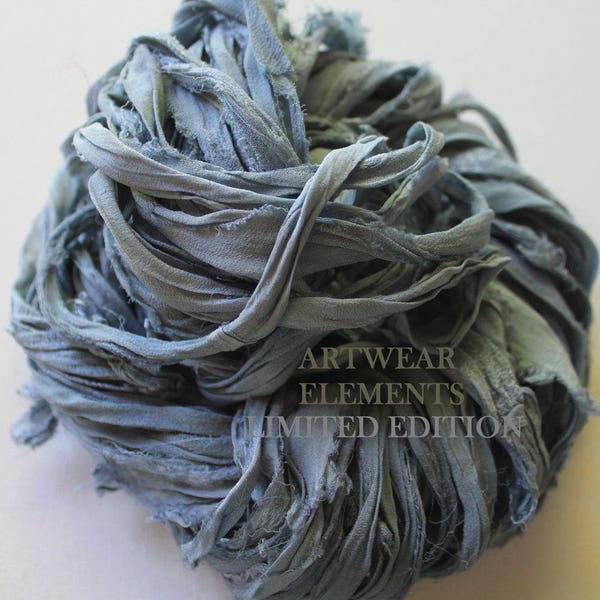 Chiffon Silk, Persian Gray, Fair Trade, 5 Yards, OOAK Silk Canvas Series, Textile, Yarn, Ribbon, Silk Ribbon, Artwear Elements 132