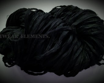 Sari Silk, Art Deco Black, Per 5 Yds, Recycled Sari Silk, Fair Trade, ArtWear Elements®