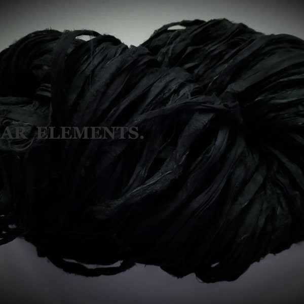 Sari Silk, Art Deco Black, Per 5 Yds, Recycled Sari Silk, Fair Trade, ArtWear Elements®