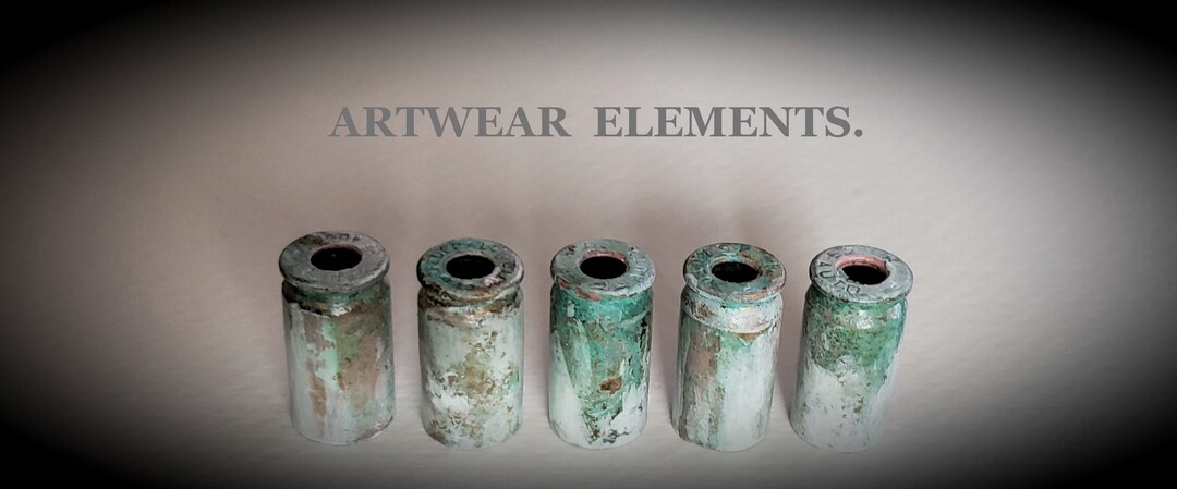 Whitewashed Art Shell Bead Caps: Oxidized Primitive Casings (set of 5 ...