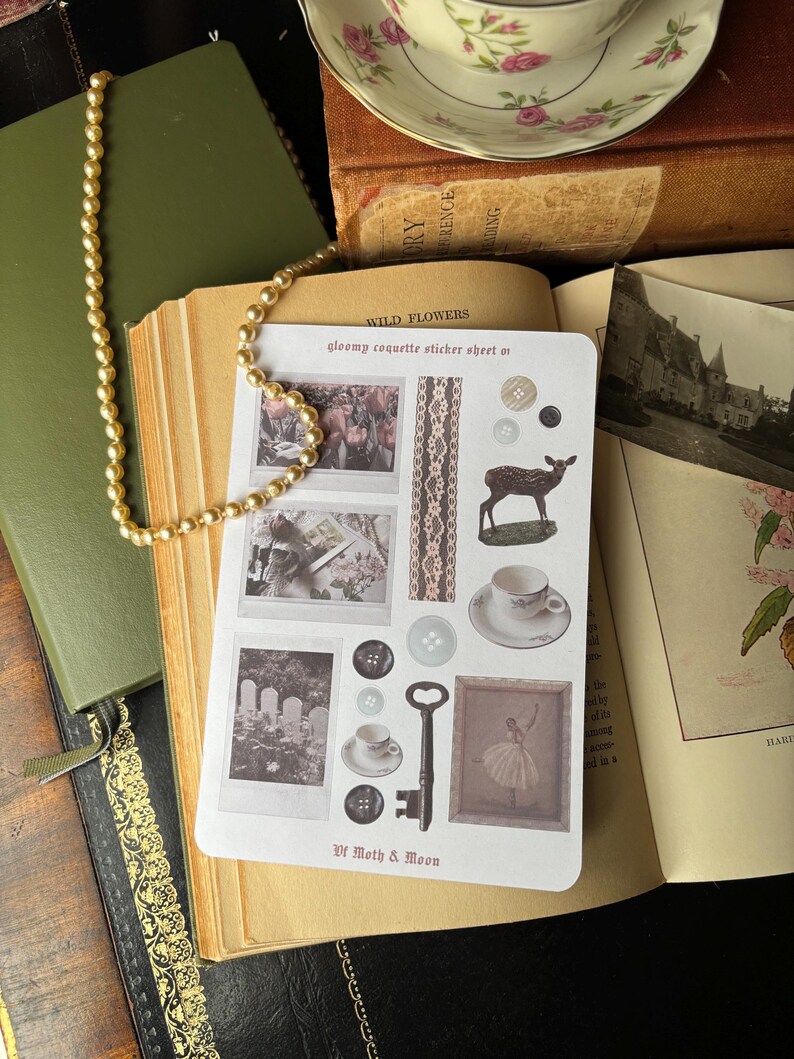 Gloomy Coquette Photo Sticker Sheet | Journaling Stickers | Creative ...