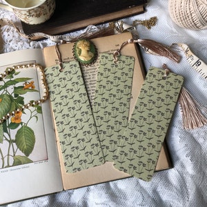 Valerian Meadow Bookmark with Beige Tassel | 2x6&quot; Bookmark | Cottagecore Bookmark | Botanical Bookmark | Bookish Gift | Literary Gift