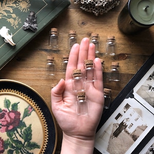 16 Glass Vials With Cork Stoppers (5ml) |Cabinet Of Curiosities| Jewelry Supply| Bottle Pendant| Jewelry Pendant| Vial Pendant