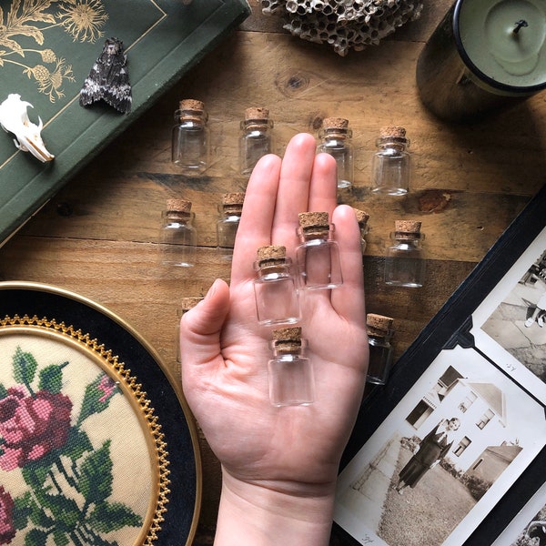 16 Glass Vials With Cork Stoppers (5ml) |Cabinet Of Curiosities| Jewelry Supply| Bottle Pendant| Jewelry Pendant| Vial Pendant