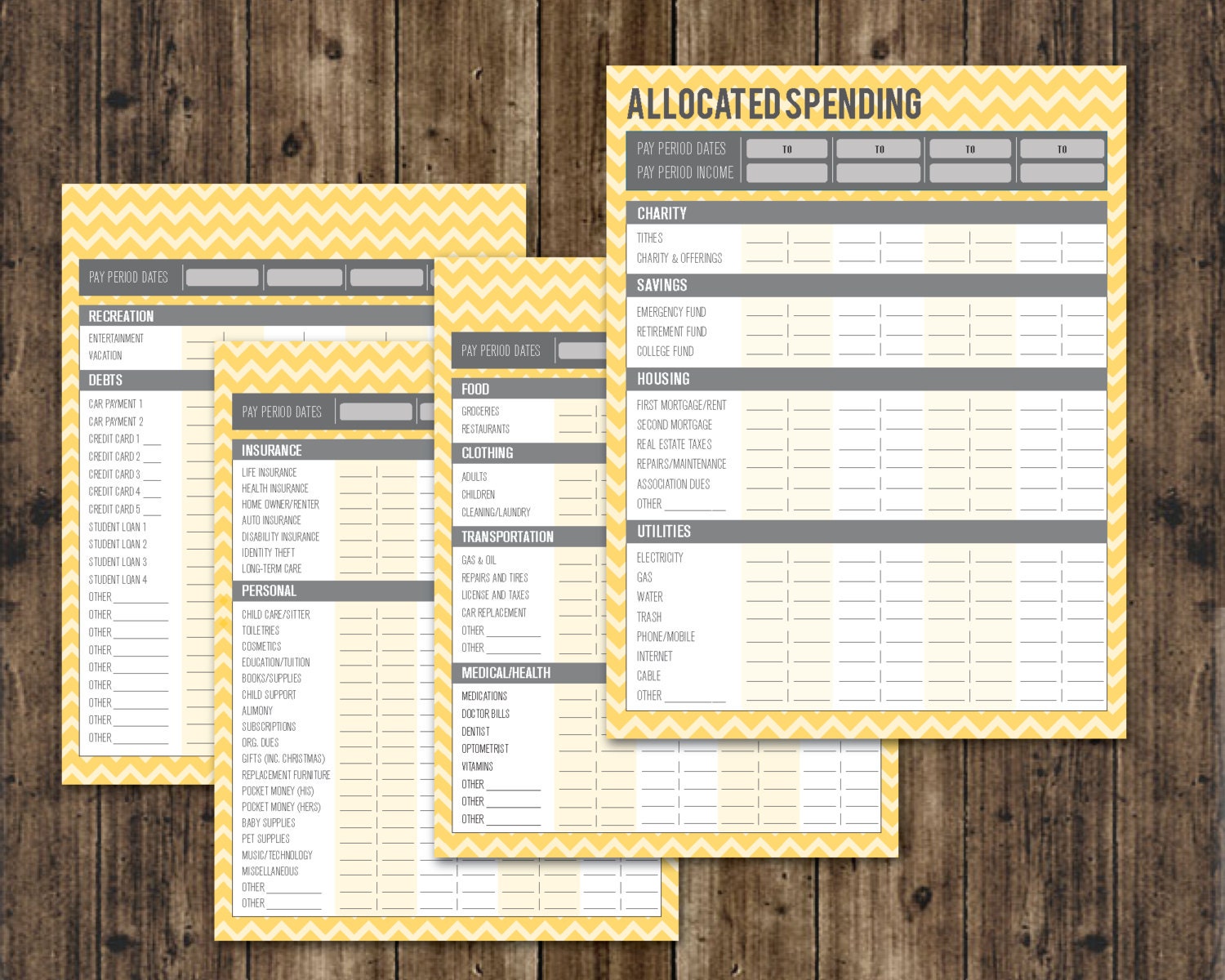 Allocated Spending Sheets | Etsy