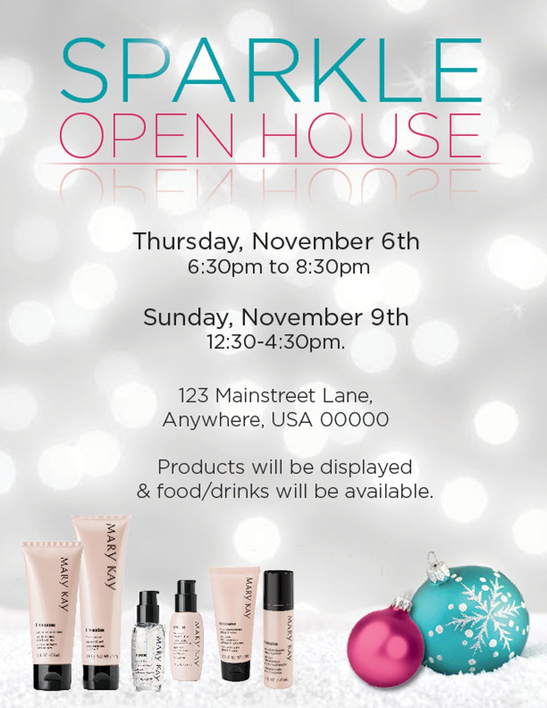 Mary Kay Sparkle Open House Invitation or Flyer - Etsy mary-kay-sparkle-open-house-invitation-or-flyer-etsy