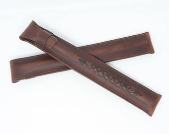 Hand Stitched Leather Penny Whistle Case: Celtic Knot & Ivy
