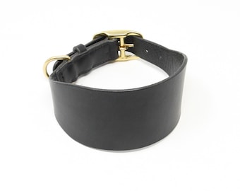 Traditional hand-stitched leather greyhound / hound collar with brass buckle