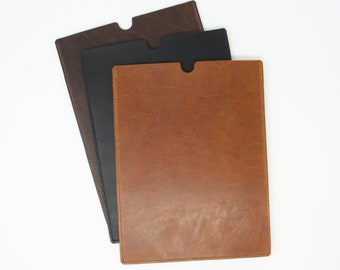 10" leather tablet case / tablet sleeve made from quality veg-tanned leather custom made to fit 10" to 10.9" tablets
