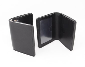 Black leather wallet with window pocket for ID cards