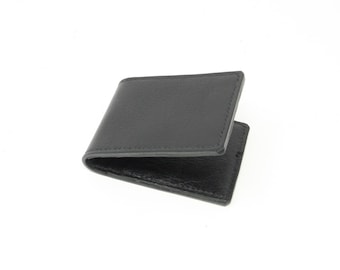 Black leather bifold credit card holder