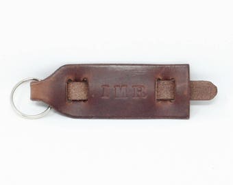 Personalised leather tab key fob