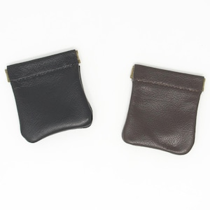 Porte-monnaie souple en cuir / porte-monnaie à bouton-pression - noir ou marron au choix
