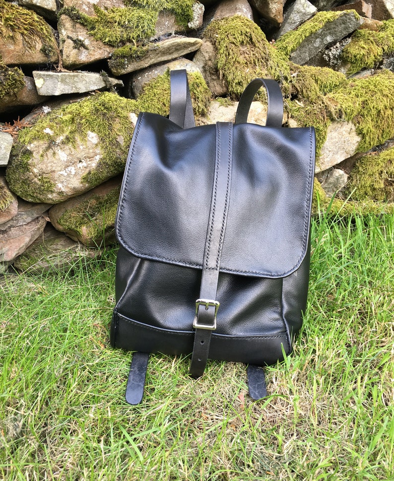 Small Leather Backpack / Black Leather 