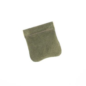 Green suede squeeze purse / snap top coin purse
