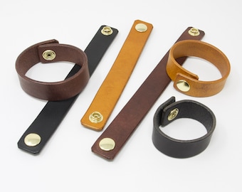 Plain leather wristband - choice of brown, black or tan leather
