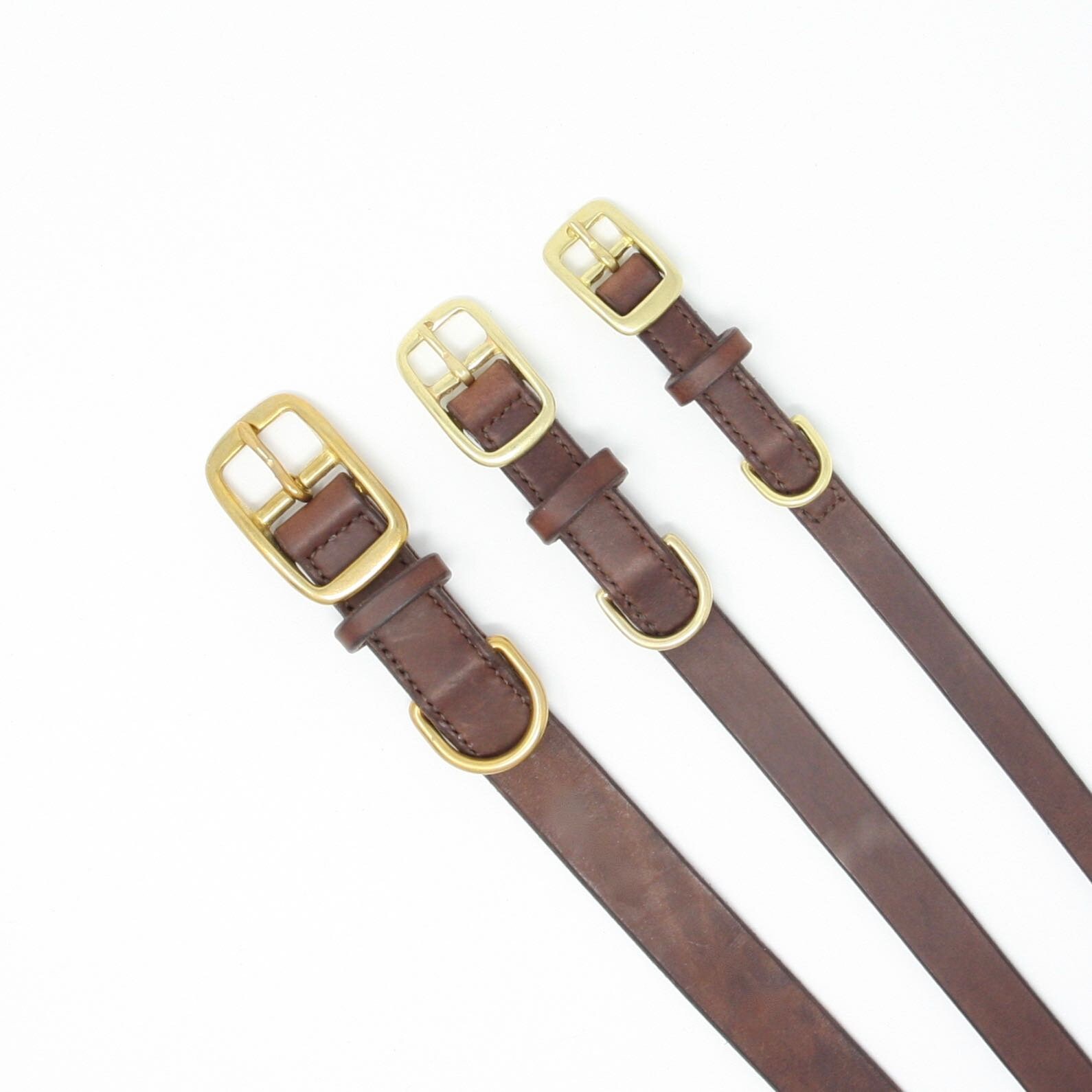 Traditional Leather Dog Collar With Brass Buckle and D Ring Etsy UK