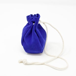 Blue suede drawstring pouch