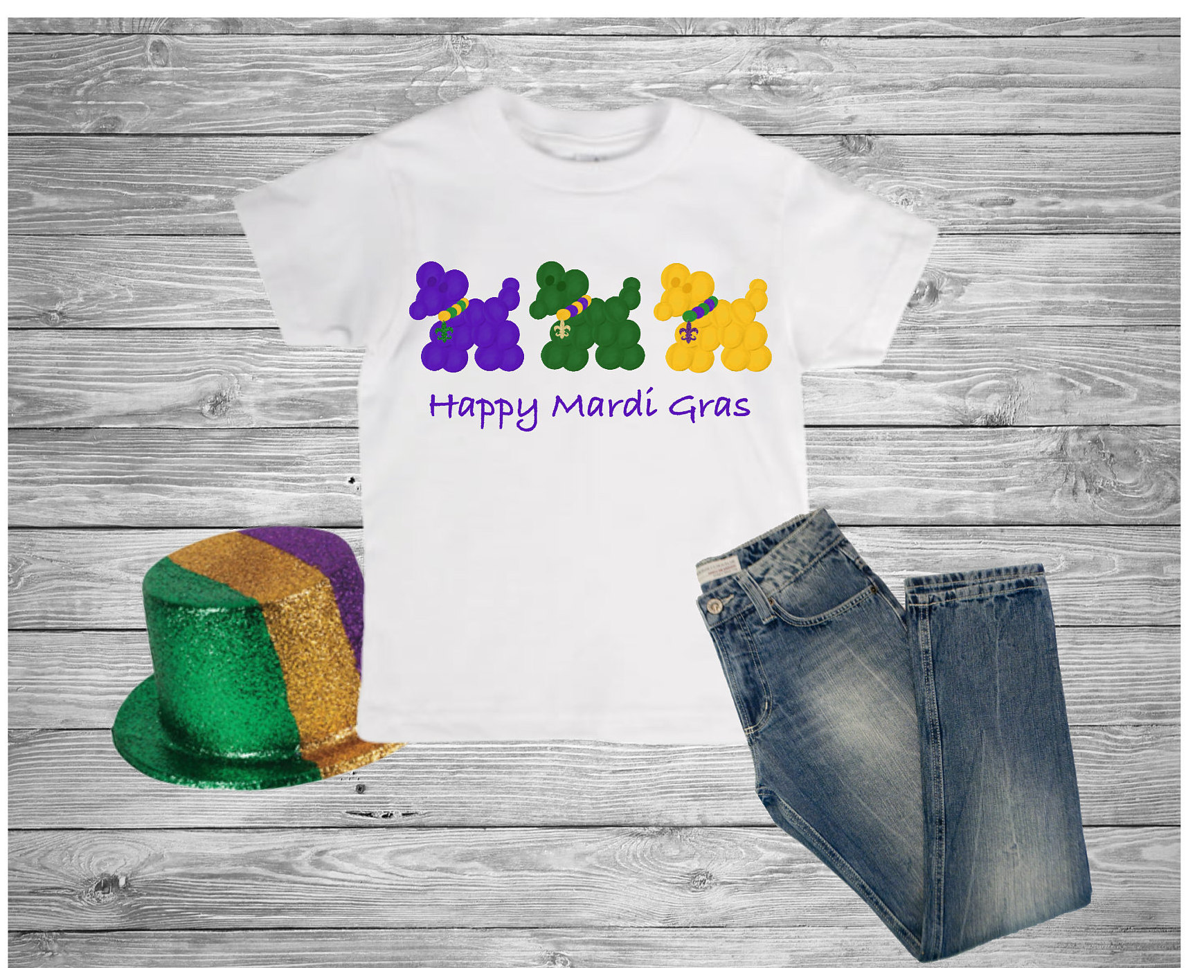 Mardi Gras Dogs Shirt Personalized Youth BOY and GIRL Etsy