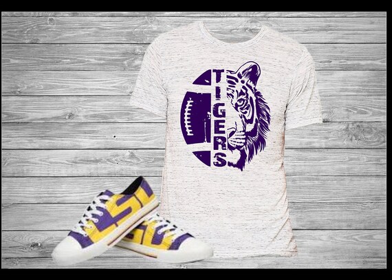 Lsu Football T Shirt Half Tiger Half Football Bella Canvas Etsy